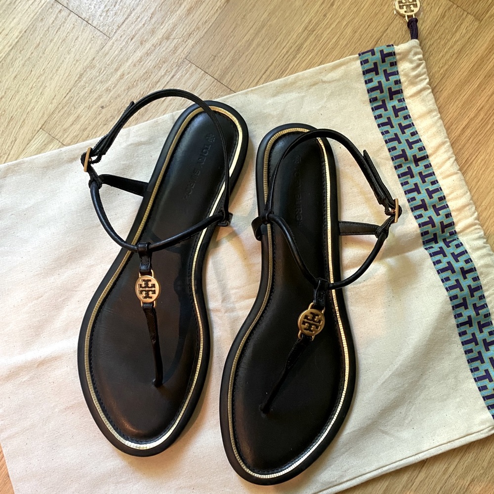 Tory Bunch Like New-Black Emmy Sandals SZ 39 / 8.5